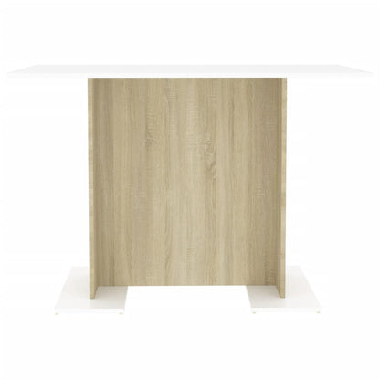 Eettafel 110x60x75 cm bewerkt hout wit en sonoma eikenkleurig