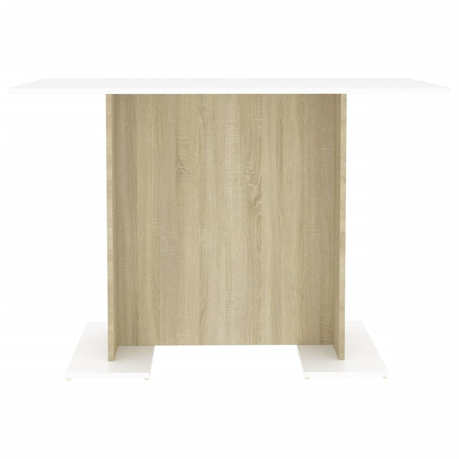 Eettafel 110x60x75 cm bewerkt hout wit en sonoma eikenkleurig