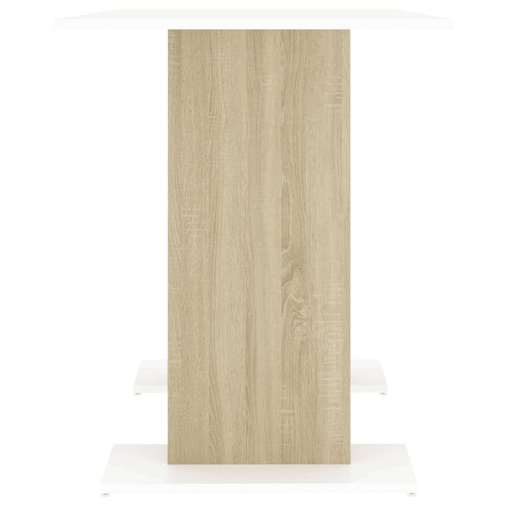 Eettafel 110x60x75 cm bewerkt hout wit en sonoma eikenkleurig