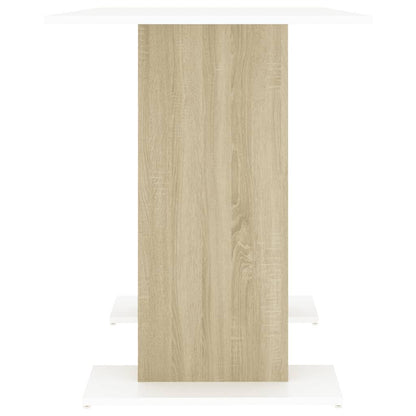 Eettafel 110x60x75 cm bewerkt hout wit en sonoma eikenkleurig