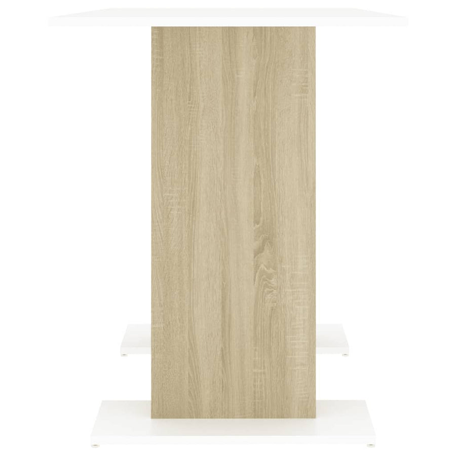 Eettafel 110x60x75 cm bewerkt hout wit en sonoma eikenkleurig