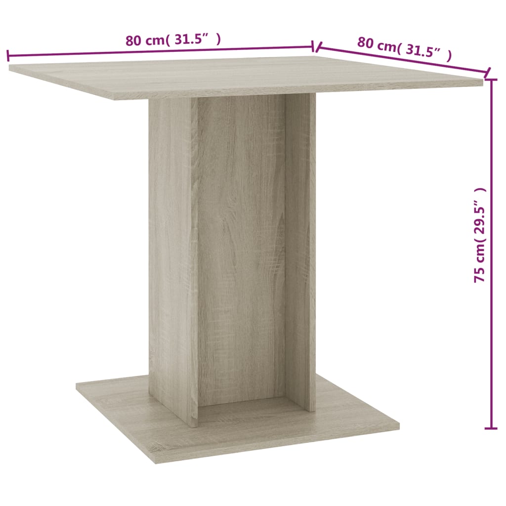 Eettafel 80x80x75 cm spaanplaat sonoma eikenkleurig Sonoma eiken