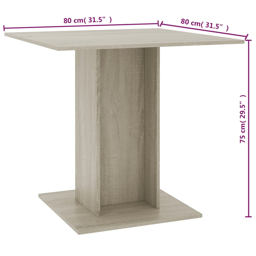 Eettafel 80x80x75 cm spaanplaat sonoma eikenkleurig Sonoma eiken