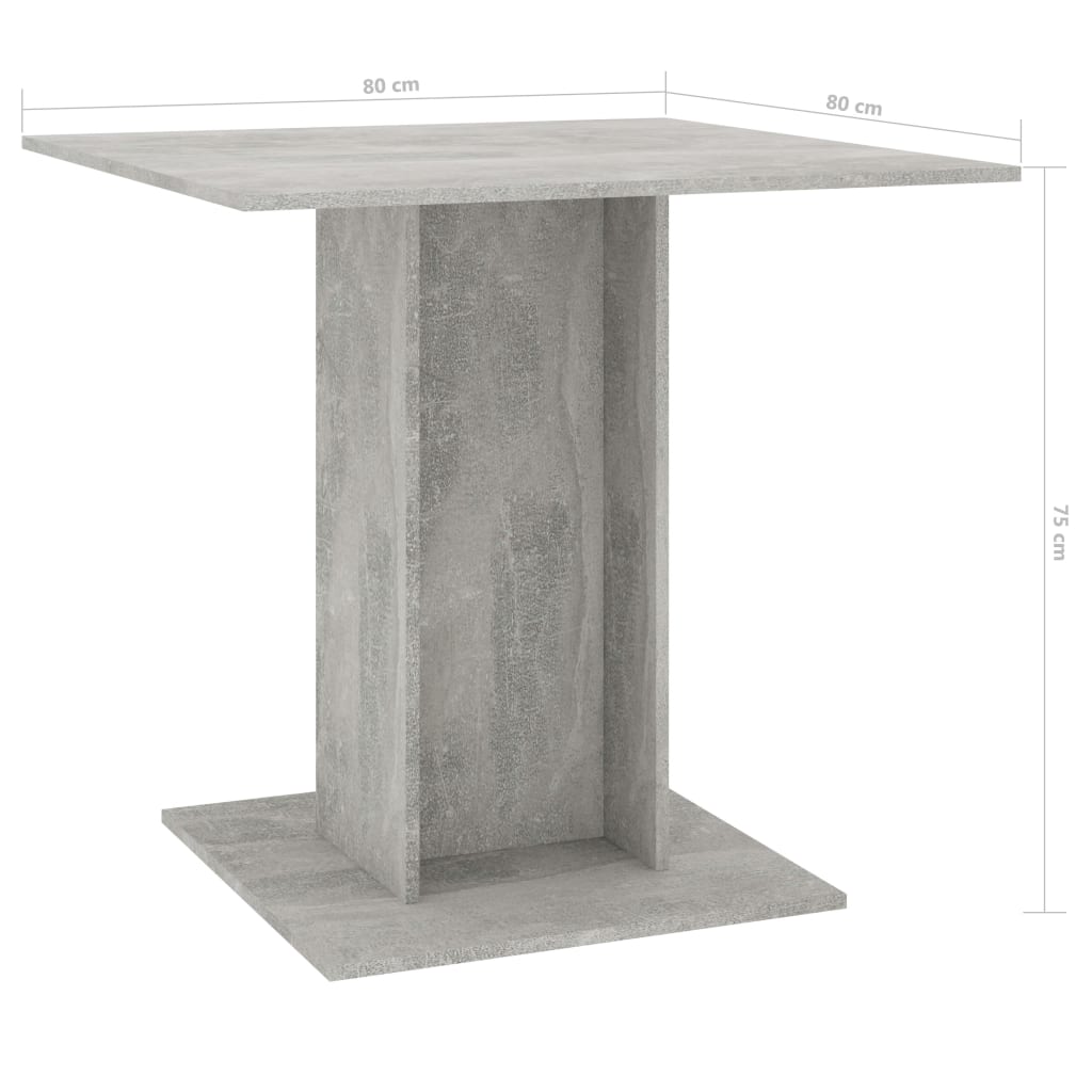 Eettafel 80X80X75 Cm Spaanplaat Betongrijs