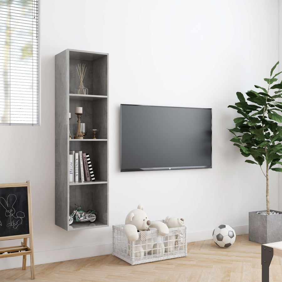 Boekenkast/tv-meubel 143x30x36 cm betongrijs Betongrijs