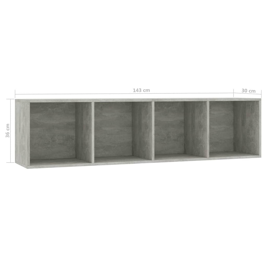 Boekenkast/tv-meubel 143x30x36 cm betongrijs Betongrijs