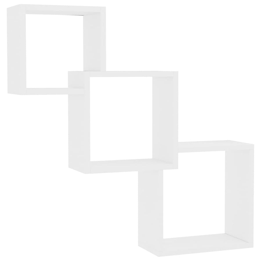 Wandschappen kubus 68x15x68 cm bewerkt hout wit Wit