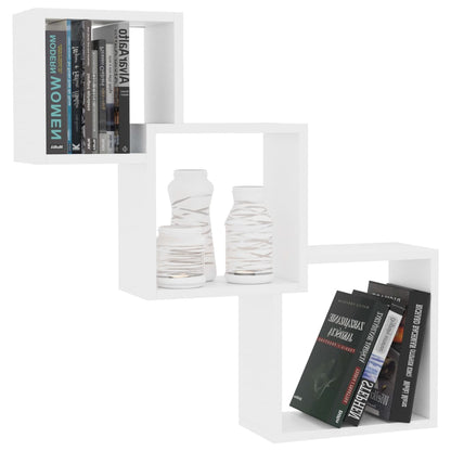 Wandschappen kubus 68x15x68 cm bewerkt hout wit Wit