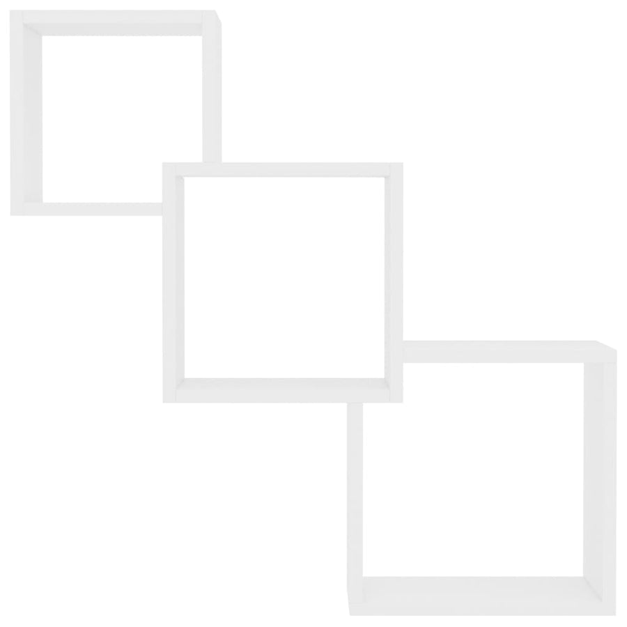 Wandschappen kubus 68x15x68 cm bewerkt hout wit Wit