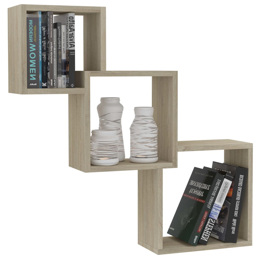 Wandschappen kubus 68x15x68 cm spaanplaat sonoma eikenkleurig Sonoma eiken