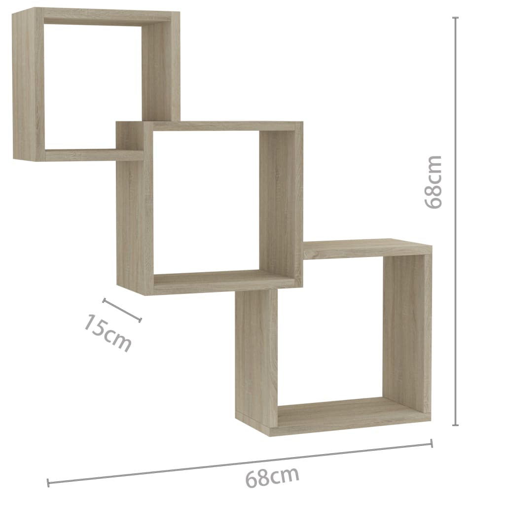 Wandschappen kubus 68x15x68 cm spaanplaat sonoma eikenkleurig Sonoma eiken