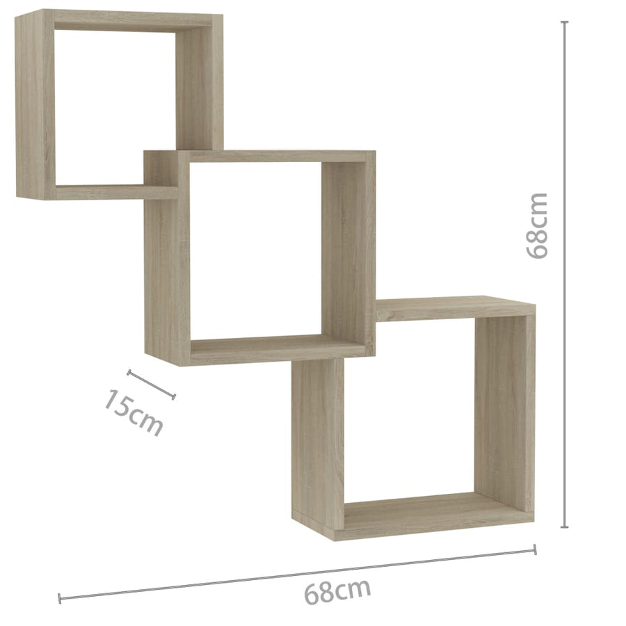 Wandschappen kubus 68x15x68 cm spaanplaat sonoma eikenkleurig Sonoma eiken