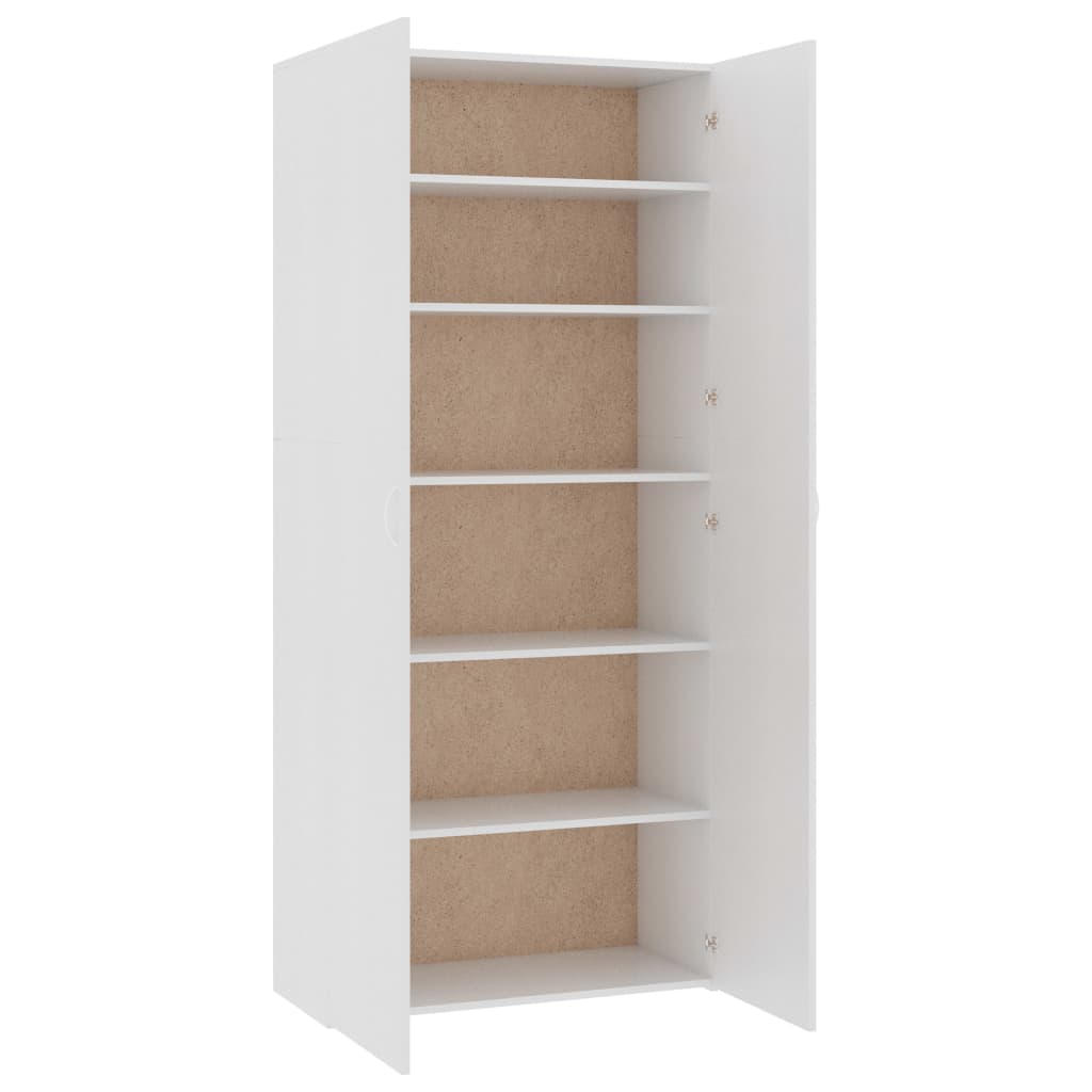 Schoenenkast 80X35,5X180 Cm Bewerkt Hout Wit