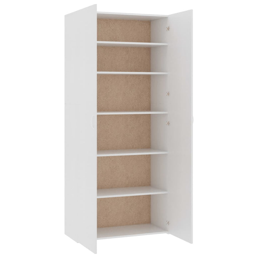 Schoenenkast 80X35,5X180 Cm Bewerkt Hout Wit