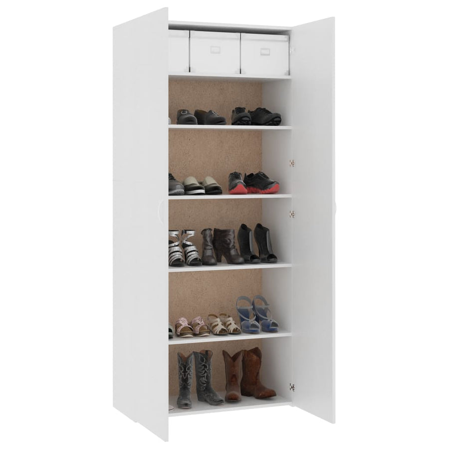 Schoenenkast 80X35,5X180 Cm Bewerkt Hout Wit