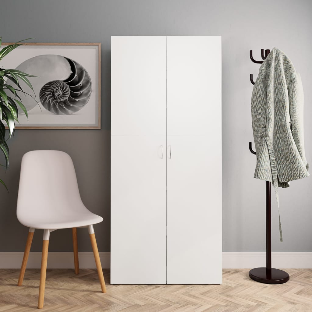 Schoenenkast 80X35,5X180 Cm Bewerkt Hout Wit