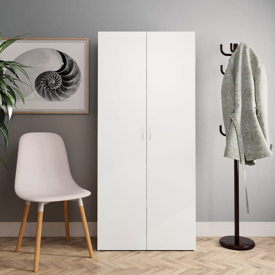 Schoenenkast 80X35,5X180 Cm Bewerkt Hout Wit