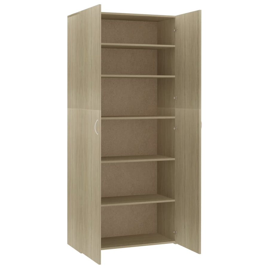 Schoenenkast 80X35,5X180 Cm Bewerkt Hout Kleurig Sonoma Eiken