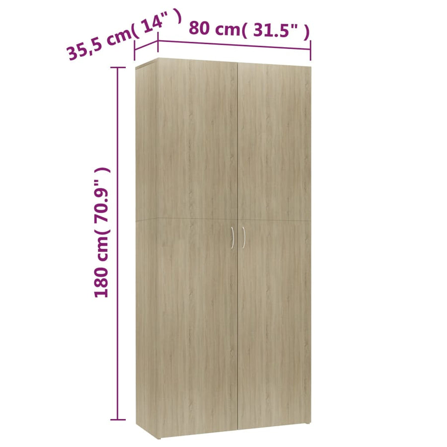 Schoenenkast 80X35,5X180 Cm Bewerkt Hout Kleurig Sonoma Eiken