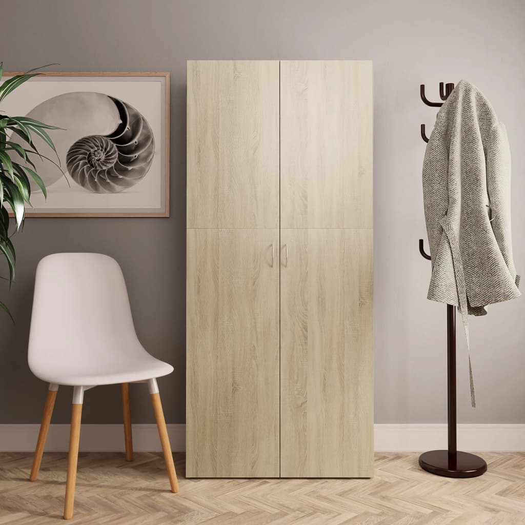 Schoenenkast 80X35,5X180 Cm Bewerkt Hout Kleurig Sonoma Eiken