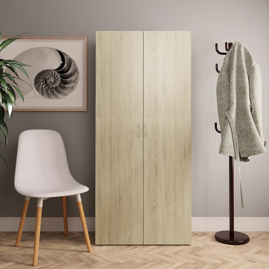 Schoenenkast 80X35,5X180 Cm Bewerkt Hout Kleurig Sonoma Eiken