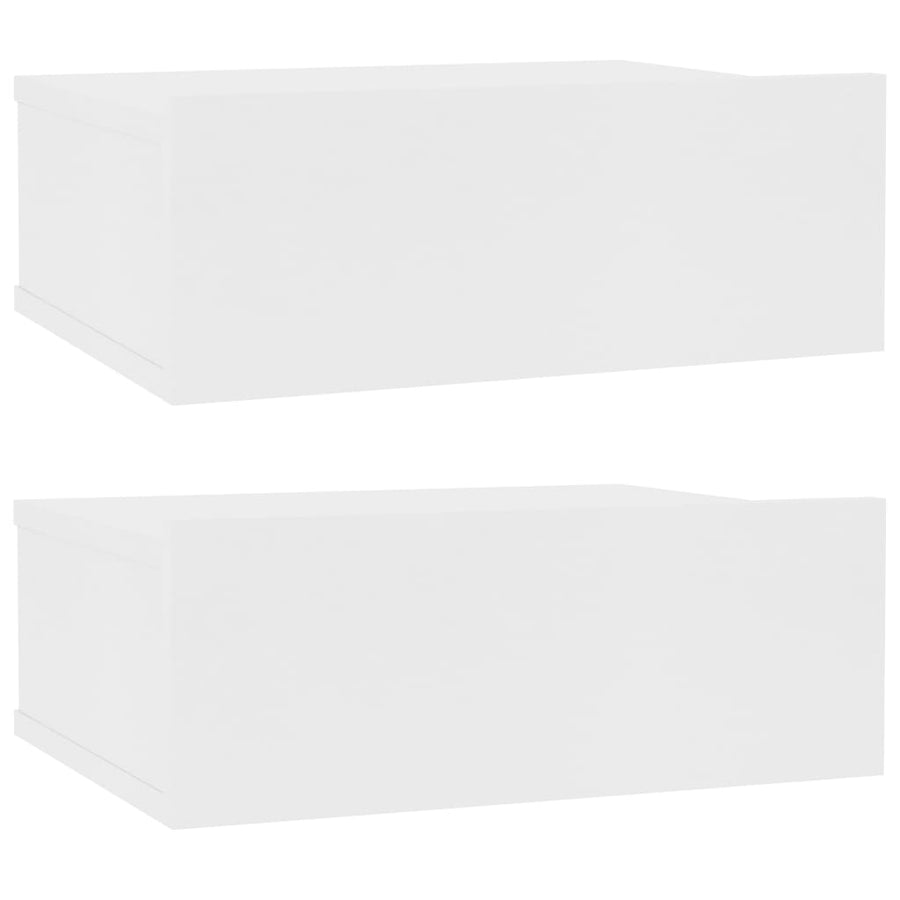 Nachtkastjes zwevend 2 st 40x30x15 cm spaanplaat wit 2 Wit