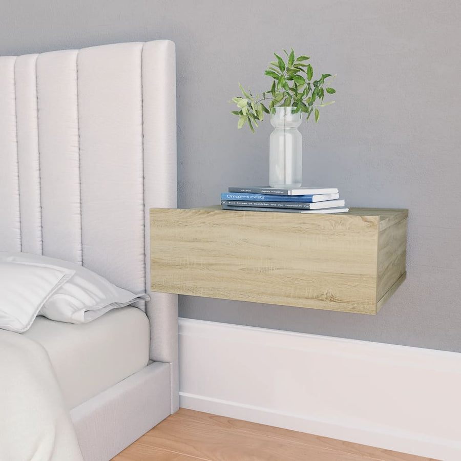 Nachtkastje zwevend 40x30x15cm bewerkt hout sonoma eikenkleurig Sonoma eiken