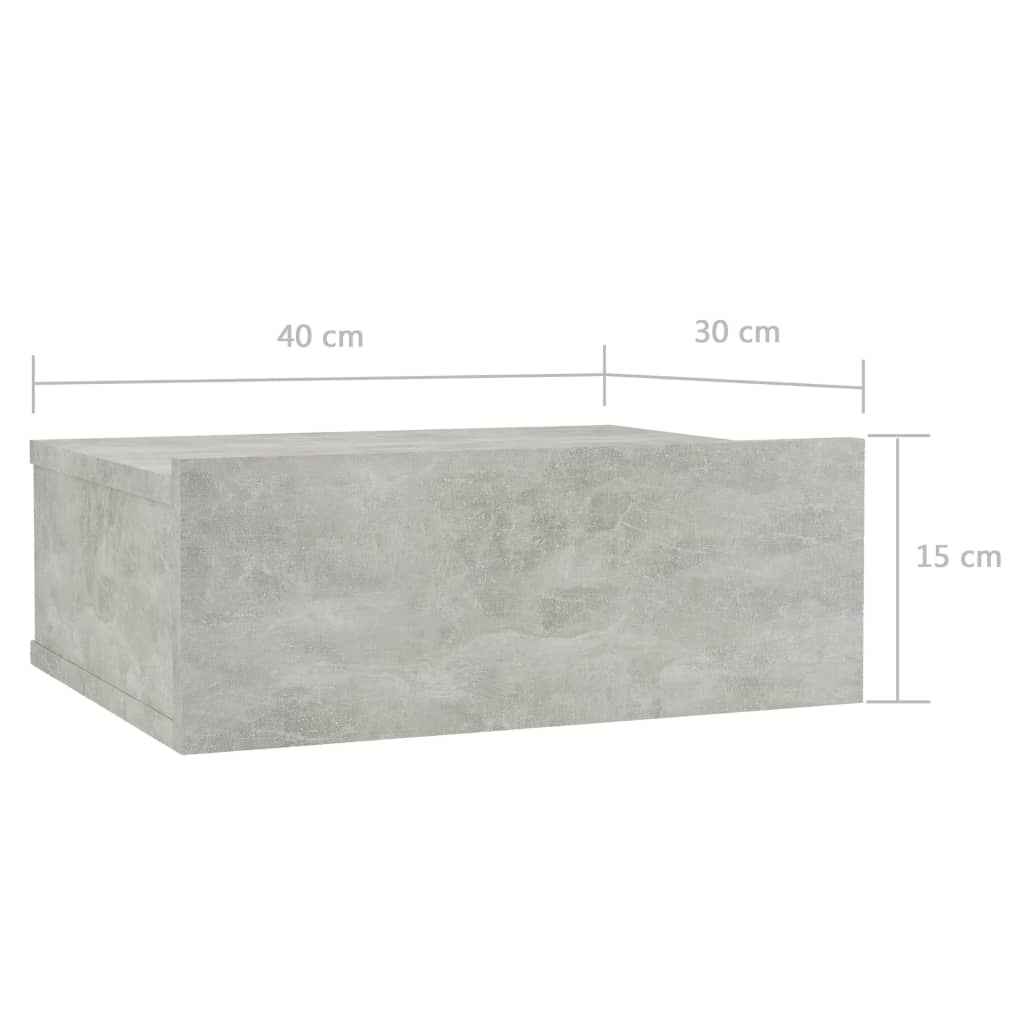 Nachtkastje zwevend 40x30x15 cm bewerkt hout betongrijs 1 Betongrijs