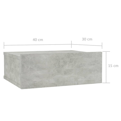 Nachtkastje zwevend 40x30x15 cm bewerkt hout betongrijs 1 Betongrijs