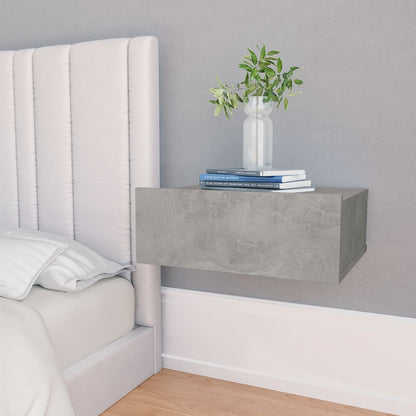 Nachtkastje zwevend 40x30x15 cm bewerkt hout betongrijs 1 Betongrijs