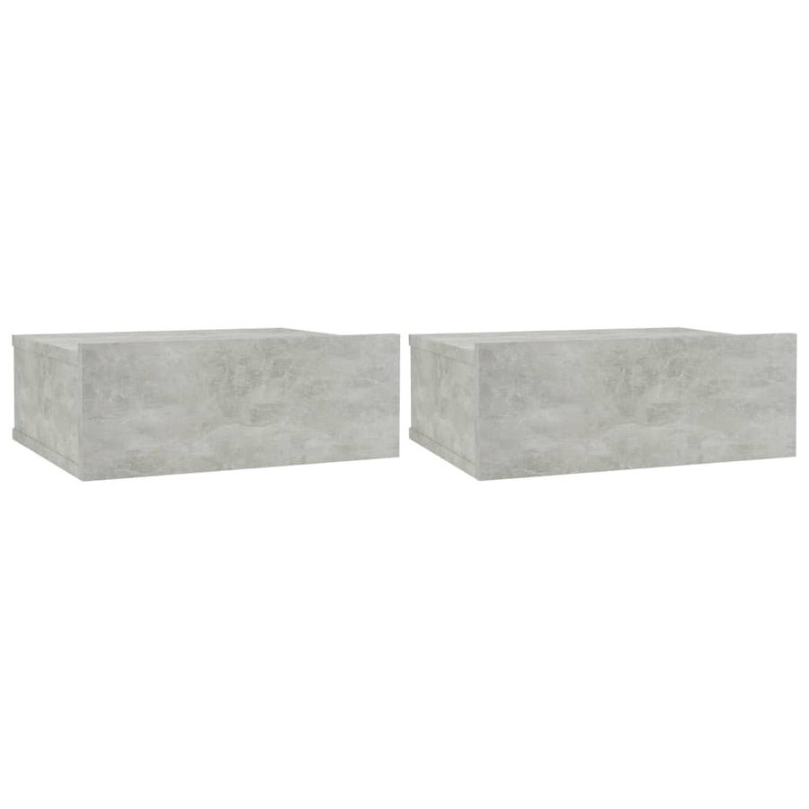 Nachtkastjes zwevend 2 st 40x30x15 cm spaanplaat betongrijs 2 Betongrijs
