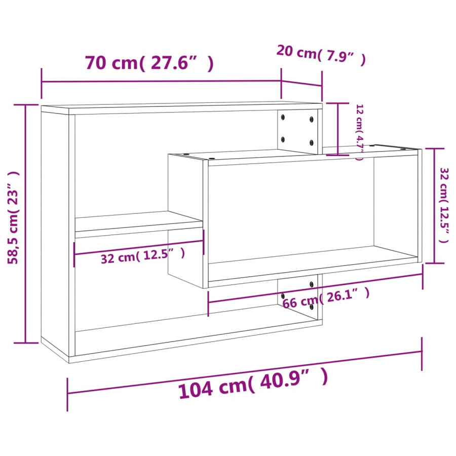 Wandschappen 104x20x58,5 cm bewerkt hout sonoma eikenkleurig Sonoma eiken