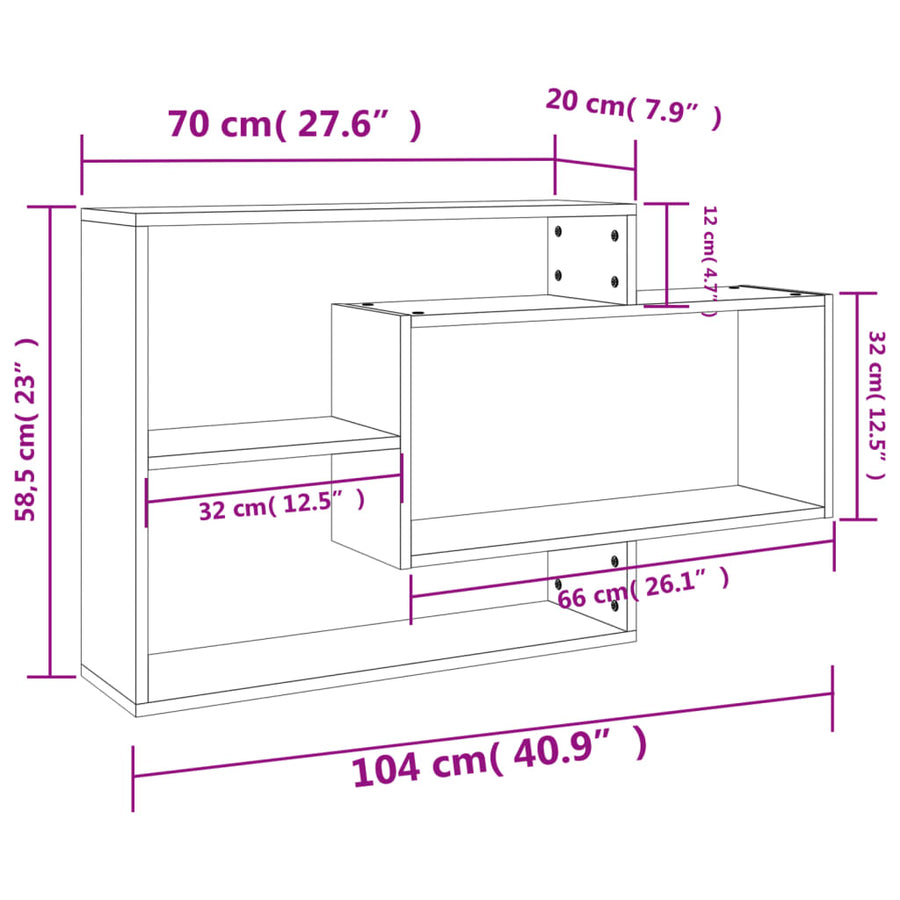 Wandschappen 104x20x58,5 cm bewerkt hout betongrijs Betongrijs
