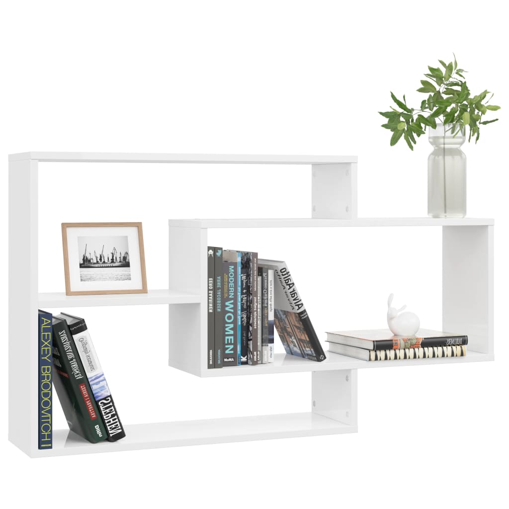 Wandschappen 104x20x58,5 cm bewerkt hout hoogglans wit Hoogglans wit