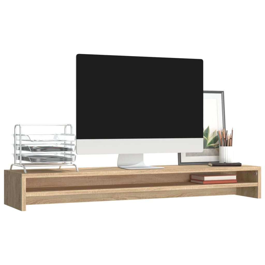 Monitorstandaard 100x24x13 cm bewerkt hout sonoma eikenkleurig Sonoma eiken