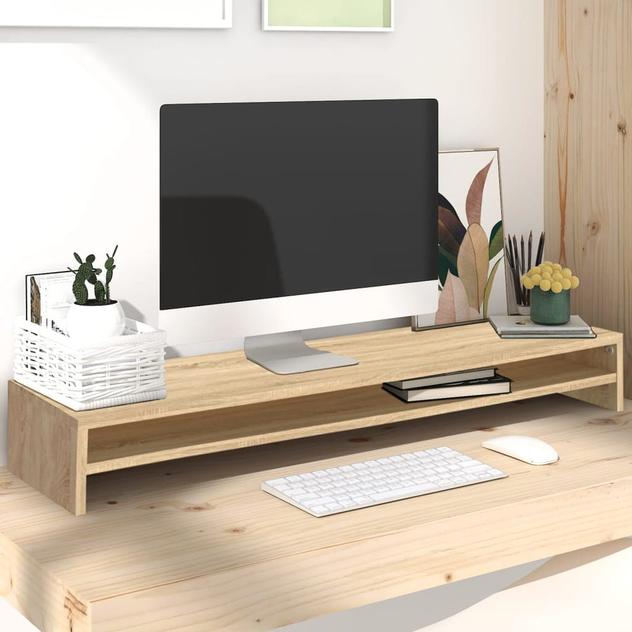 Monitorstandaard 100x24x13 cm bewerkt hout sonoma eikenkleurig Sonoma eiken