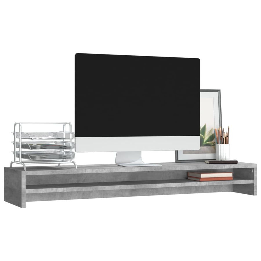 Monitorstandaard 100X24X13 Cm Bewerkt Hout Betongrijs