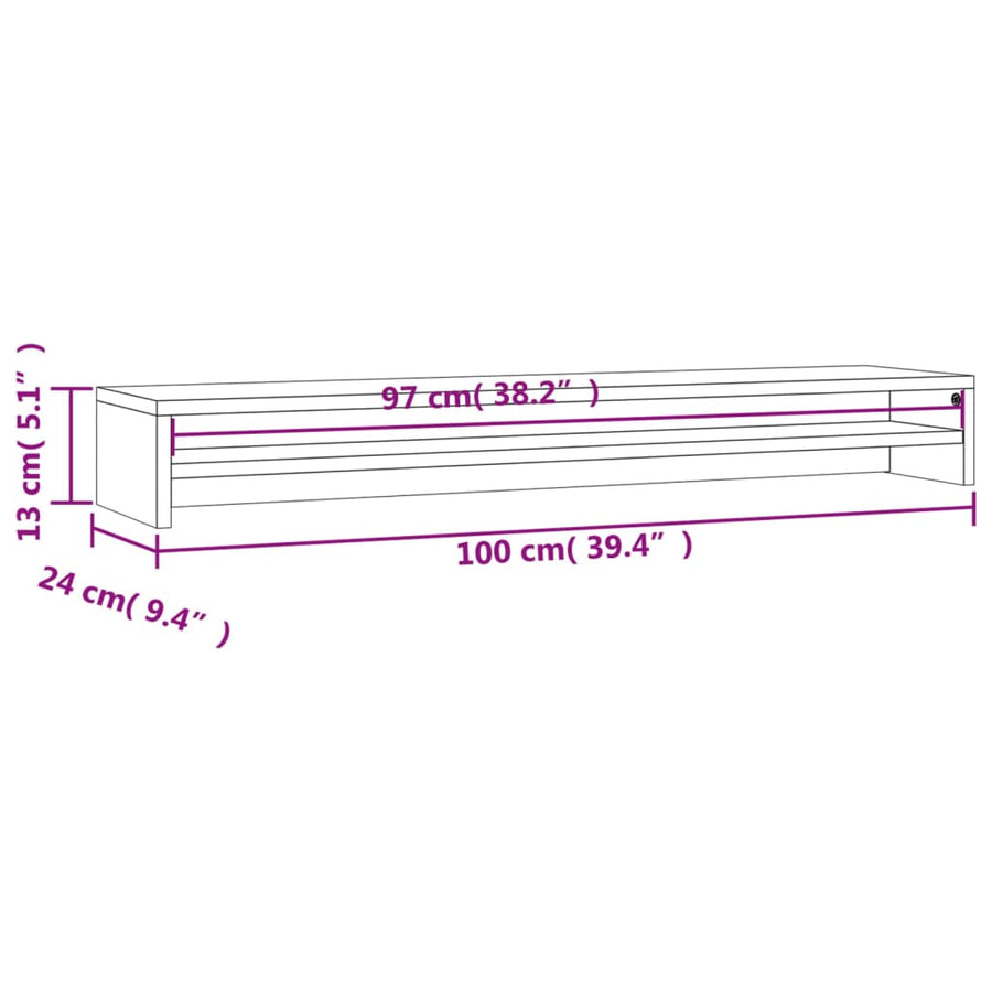 Monitorstandaard 100X24X13 Cm Bewerkt Hout Betongrijs