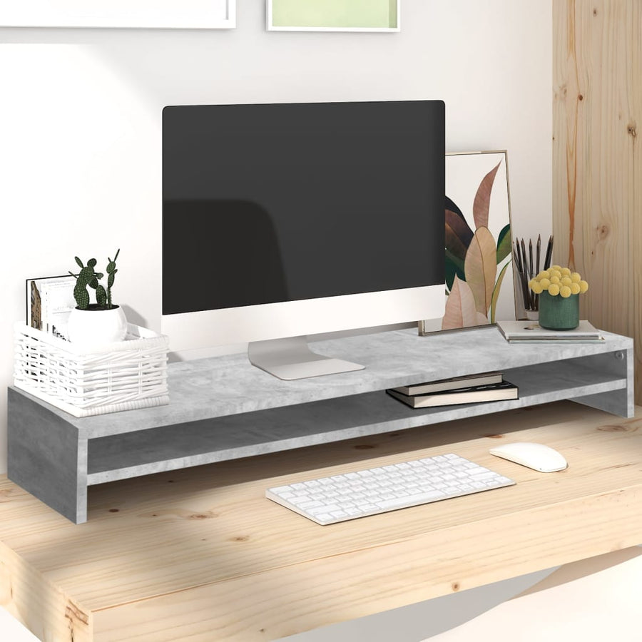 Monitorstandaard 100X24X13 Cm Bewerkt Hout Betongrijs