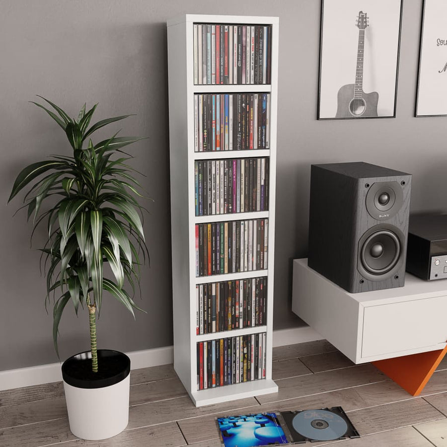 Cd-kast 21x20x88 cm bewerkt hout wit Wit