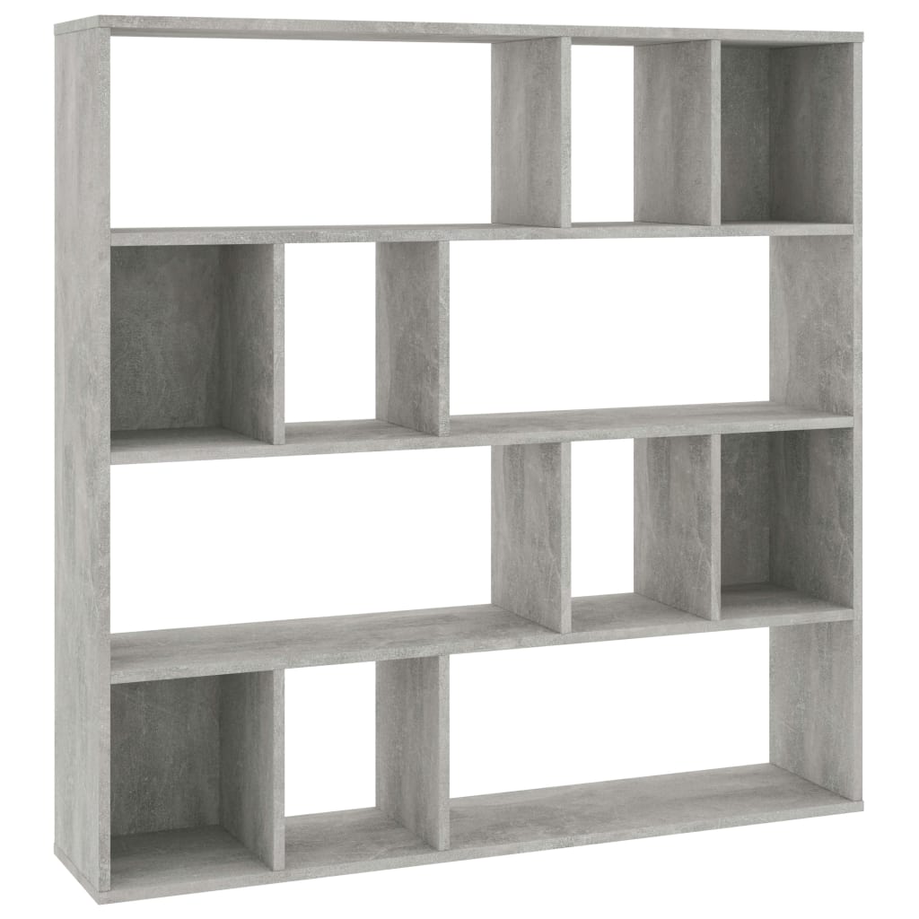 Kamerscherm/boekenkast 110x24x110 cm bewerkt hout betongrijs