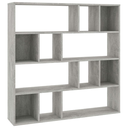Kamerscherm/boekenkast 110x24x110 cm bewerkt hout betongrijs
