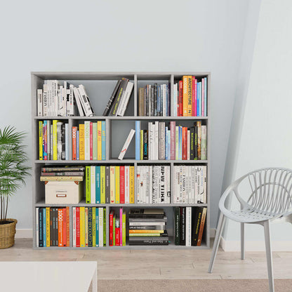Kamerscherm/boekenkast 110x24x110 cm bewerkt hout betongrijs