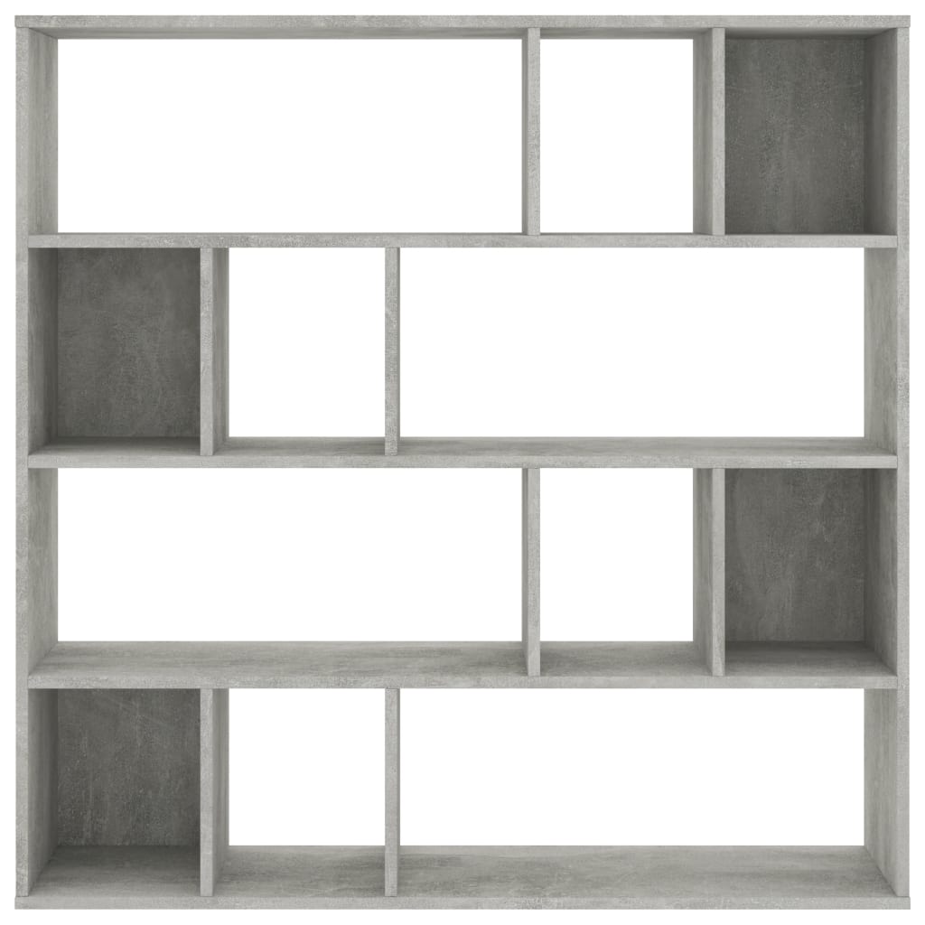 Kamerscherm/boekenkast 110x24x110 cm bewerkt hout betongrijs