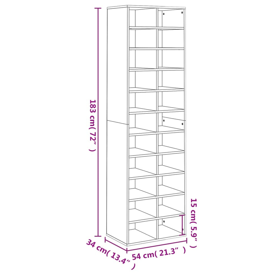 Schoenenkast 54X34X83 Cm Bewerkt Hout Wit