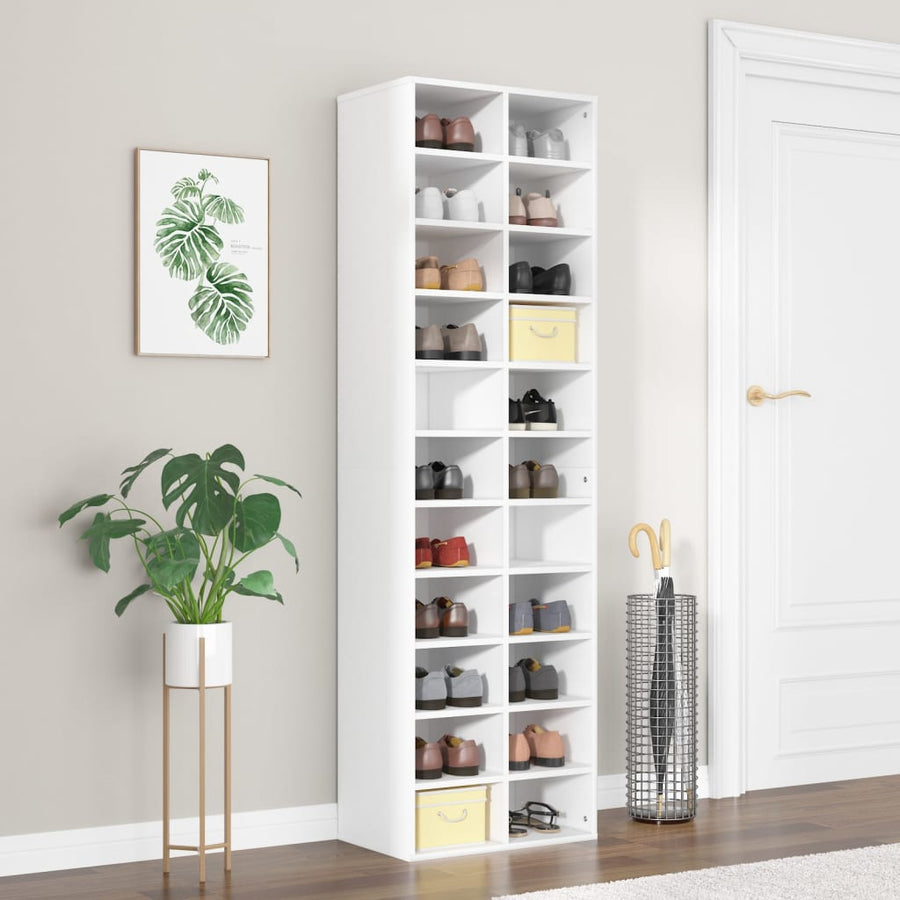 Schoenenkast 54X34X83 Cm Bewerkt Hout Wit