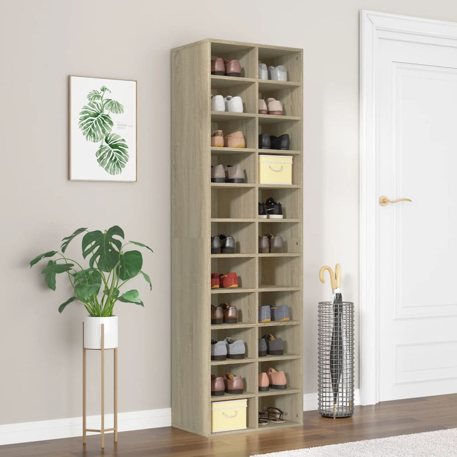 Schoenenkast 54X34X83 Cm Bewerkt Hout Kleurig Sonoma eiken
