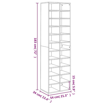 Schoenenkast 54X34X83 Cm Bewerkt Hout Betongrijs