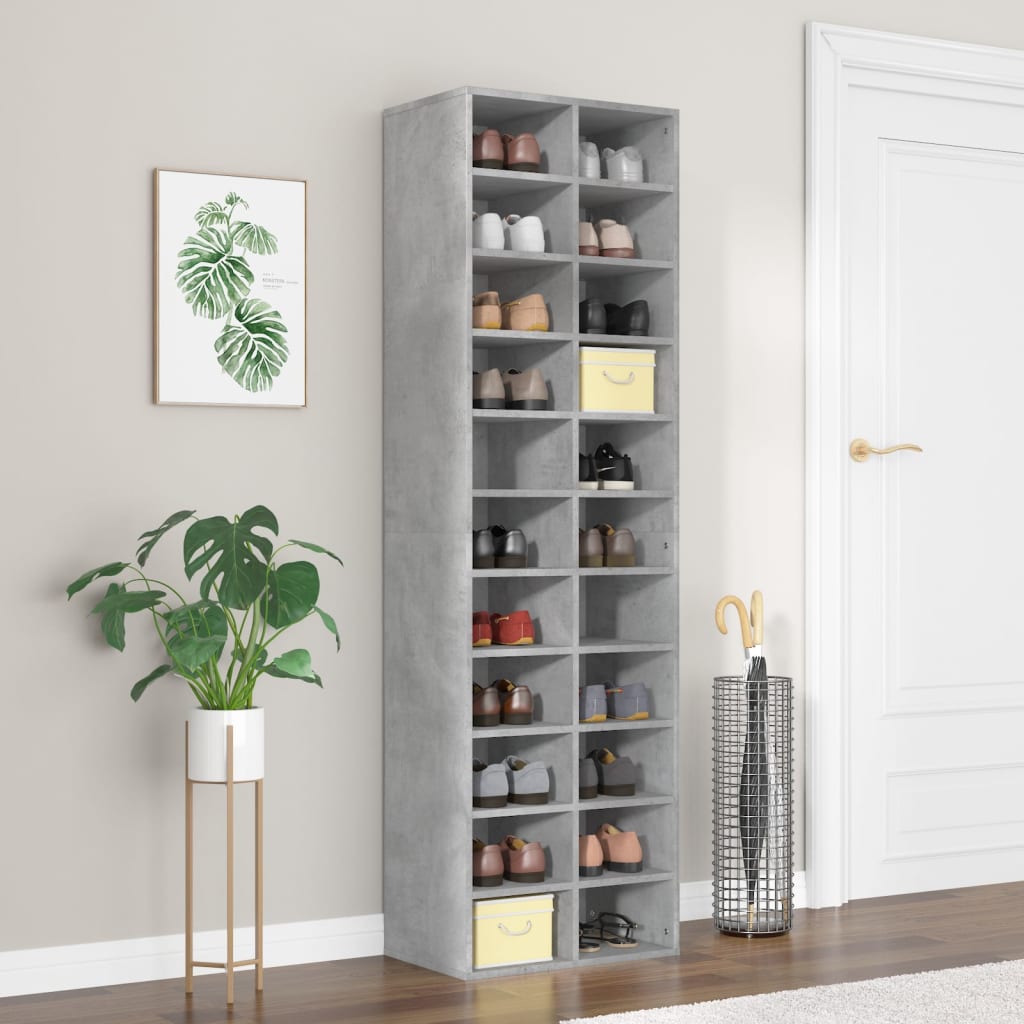 Schoenenkast 54X34X83 Cm Bewerkt Hout Betongrijs