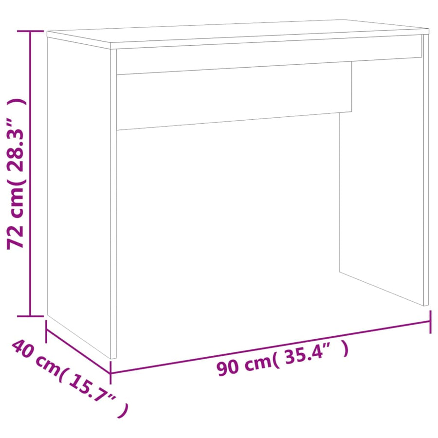 Bureau 90X40X72 Cm Bewerkt Hout Betongrijs